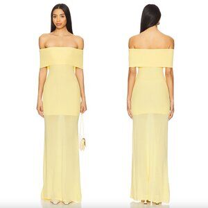 NEW Lovers and Friends Christi Maxi Dress in Butter Yellow Cold Shoulder Formall